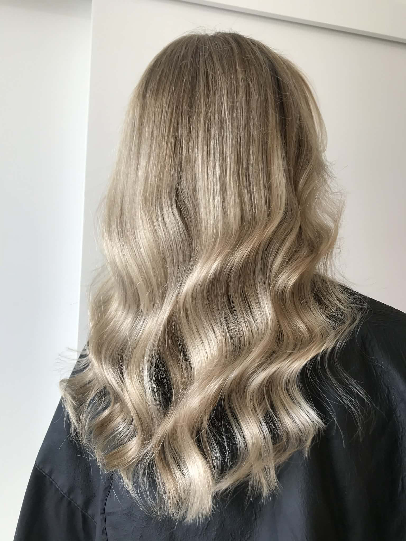 Soft cool blonde colour result created at Absolute Hair in Waikanae