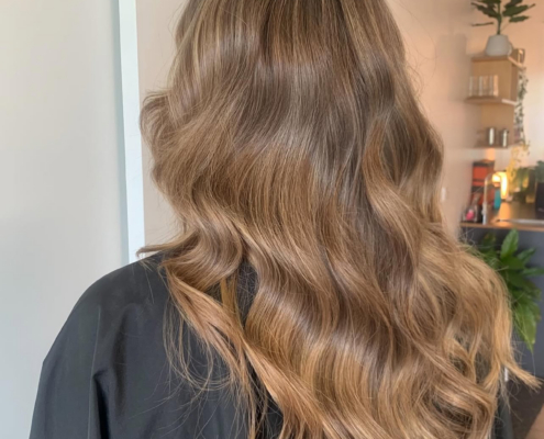 Dimensional warm brunette colour created at Absolute Hair in Waikanae